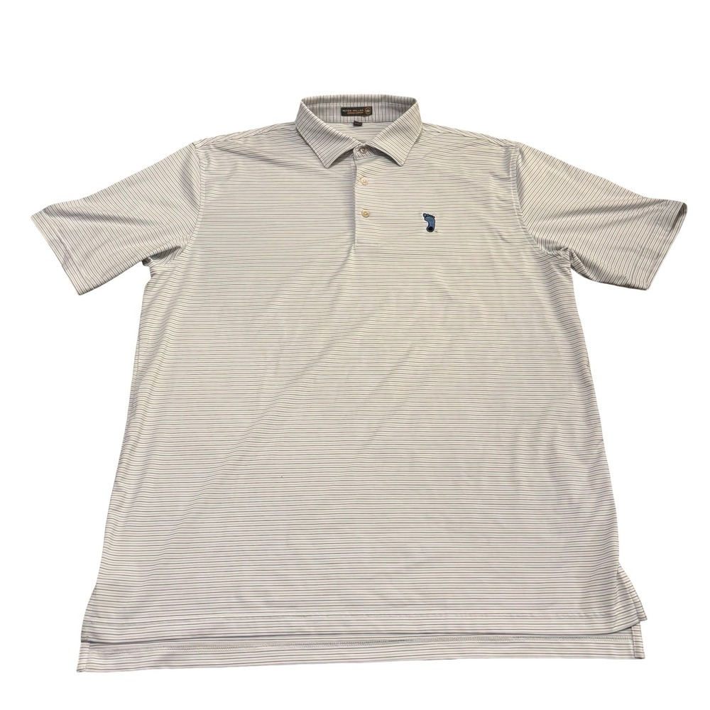 Peter Millar UNC Tarheels Summer Comfort Mens White Blue Striped Golf Polo Large